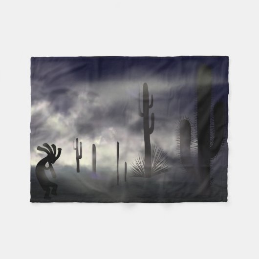 Foggy Desert Southwestern Kokopelli Fleece Deken (Voorkant (Horizontaal))
