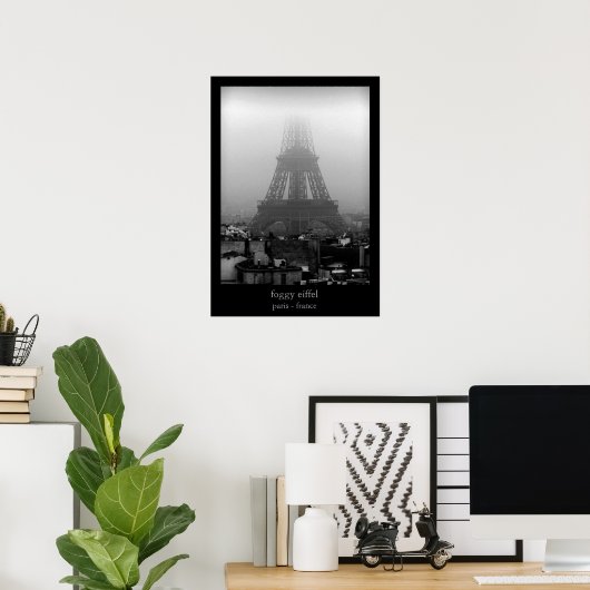 foggy eiffel poster (Thuiskantoor)