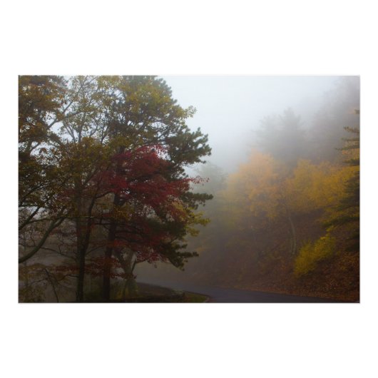 Foggy Fall kleuren op Skyline Drive, Virginia Foto Afdruk (Voorkant)