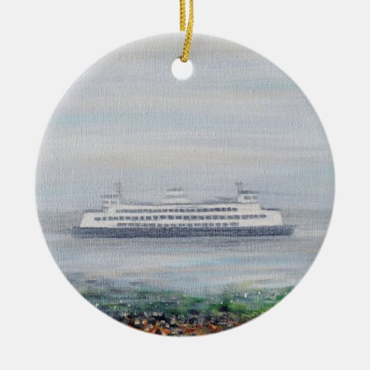 Foggy Ferry Painting Keramisch Ornament (Voorkant)