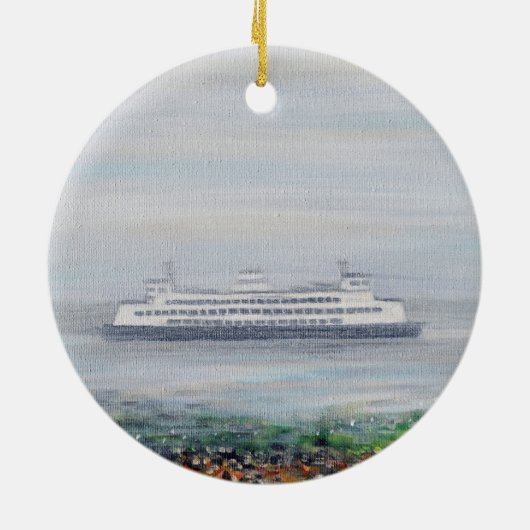 Foggy Ferry Painting Keramisch Ornament (Achterkant)