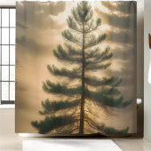 Foggy Forest Big Pine Tree Schilderachtig Badkamer Douchegordijn