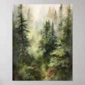 Foggy Forest Landscape Art Print Poster (Voorkant)