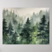 Foggy Forest Landscape Art Print Poster (Voorkant)