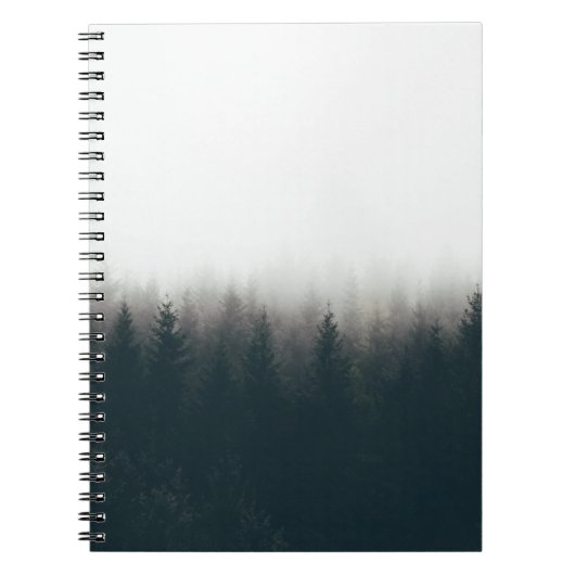 Foggy Forest Pine Mountain Aesthetische Kunst Notitieboek (Voorkant)