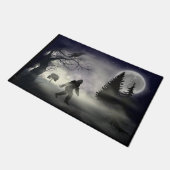 Foggy Forest - Raven and Bigfoot Sasquatch Deurmat (Schuin)