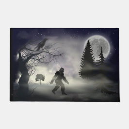 Foggy Forest - Raven and Bigfoot Sasquatch Deurmat