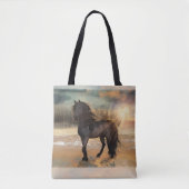 Foggy Friesian Morning - Paard Tote Bag (Voorkant)
