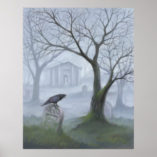 Foggy Graveyard Poster
