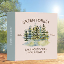 Foggy Green Forest Waterverf Cabin Gastenboek