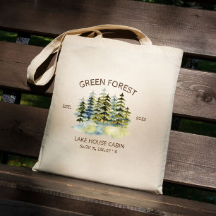  Foggy Green Forest Waterverf Tote Bag