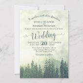 Foggy Green Mountain Pines Rustic buitenshuis Wedd Kaart (Voorkant)