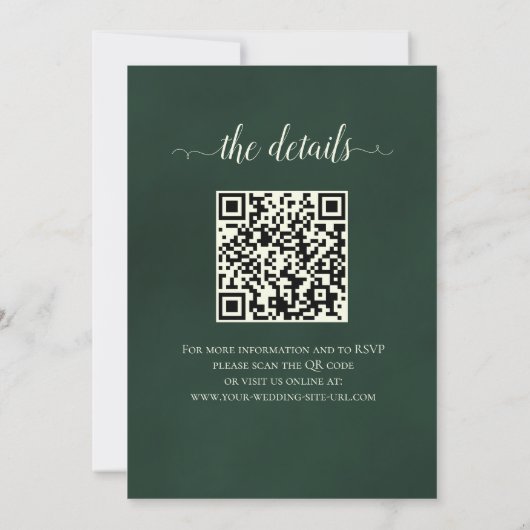 Foggy Green Mountain Pines Rustic QR Code Weddensc Kaart (Achterkant)