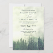 Foggy Green Mountain Pines Rustic QR Code Wedding Kaart (Voorkant)