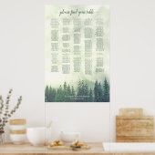 Foggy Green Pine Forest Alfabetical Seating Chart Poster (Keuken)