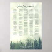 Foggy Green Pine Forest Alfabetical Seating Chart Poster (Voorkant)