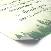 Foggy Green Pine Forest WedWeddenschap Welkomsttek Poster (Hoek)