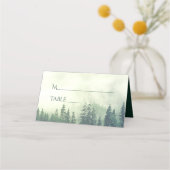 Foggy Green Pine Trees Rustic Wedding Write-In Plaatskaartje (Voorkant)