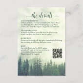 Foggy Green Pine Trees Wedding Details QR Code Informatiekaartje (Voorkant)