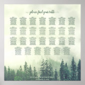 Foggy Green Pines 27 Table Wedding Seating Chart Poster (Voorkant)