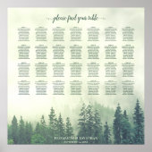Foggy Green Pines 28 Table Wedding Seating Chart Poster (Voorkant)