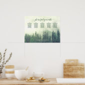Foggy Green Pines 5 Table Wedding Seding Chart Poster (Keuken)