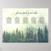 Foggy Green Pines 5 Table Wedding Seding Chart Poster (Voorkant)
