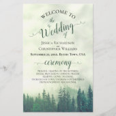 Foggy Green Pines Budget Wedding Programme (Voorkant)