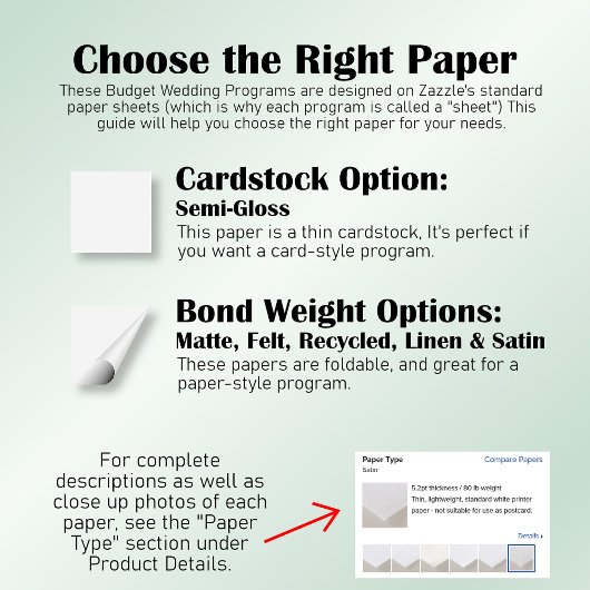 Foggy Green Pines Budget Wedding Programme