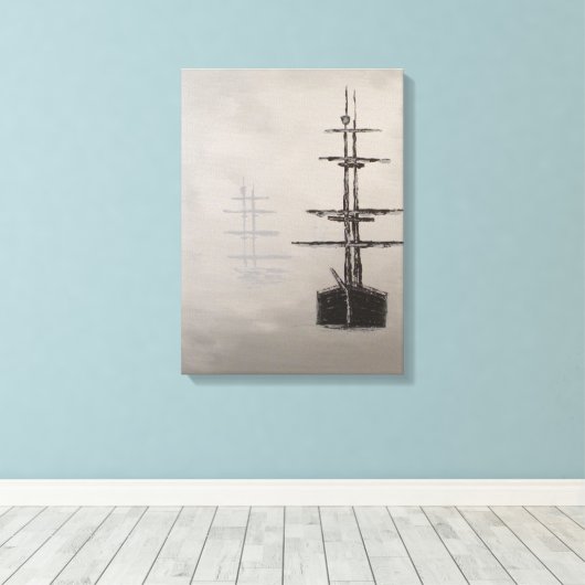 Foggy Harbor Canvas Afdruk (Insitu (Houten vloer))