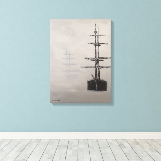 Foggy Harbor Canvas Afdruk (Insitu (Houten vloer))