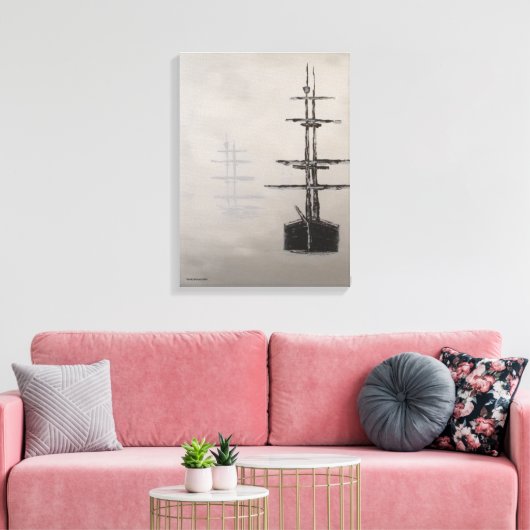 Foggy Harbor Canvas Afdruk (Insitu (Woonkamer))