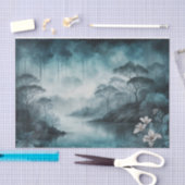 Foggy Lake Cove - Moody blauw en grijs landschap Tissuepapier (Craft)