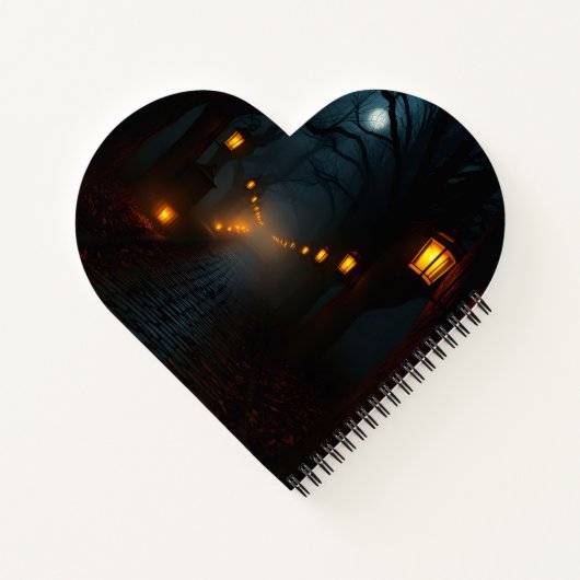 Foggy Lantern Path Halloween Notebook Notitieboek (Achterkant)