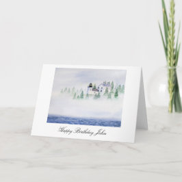 Foggy Lighthouse Maine customizable Greeting Card Kaart