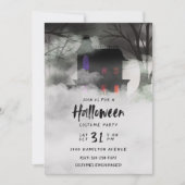 Foggy Mansion Halloween Party Invitation Kaart (Voorkant)