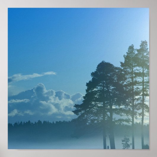 Foggy-meer in Finland Poster (Voorkant)