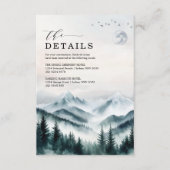 Foggy Moon Mountains Forest Wedding Details Informatiekaartje (Voorkant)