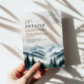 Foggy Moon Mountains Forest Wedding Details Informatiekaartje