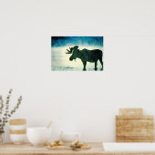 Foggy Moose Silhouette Waterverf Painting Poster (Keuken)