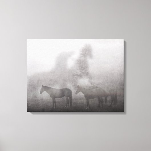 Foggy Morning Horse Canvas Afdruk (Voorkant)