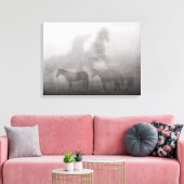 Foggy Morning Horse Canvas Afdruk (Insitu (Woonkamer))