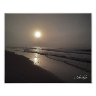 Foggy Morning op het strand Foto afdrukken