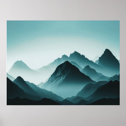 Foggy Mountain Natuur Boho Minimalist Tinted Photo Poster (Voorkant)