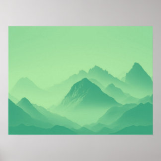 Foggy Mountain Natuur Boho Minimalist Tinted Photo Poster