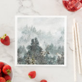 Foggy Mountain Snowy Woodland Stag Deer Servet (Insitu)