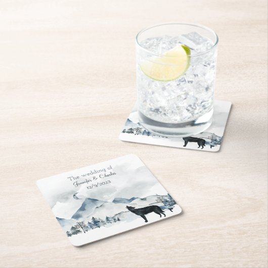 Foggy Mountain Waterverf Wedding Kartonnen Onderzetters (Insitu)