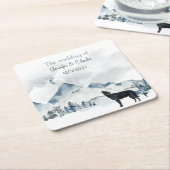 Foggy Mountain Waterverf Wedding Kartonnen Onderzetters (Schuin)