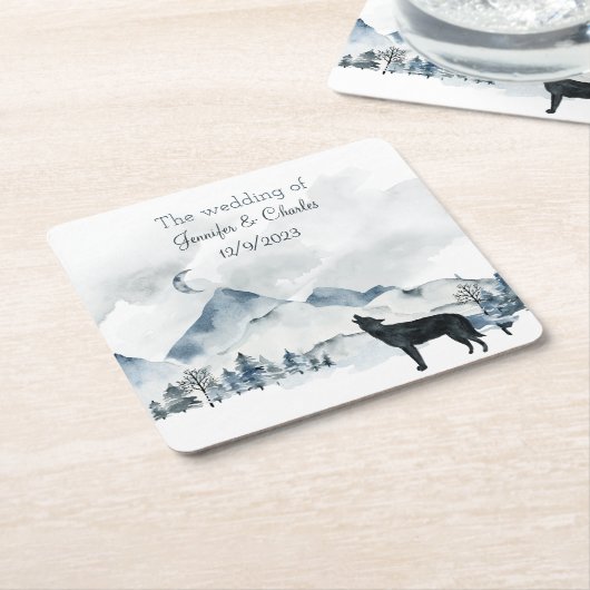 Foggy Mountain Waterverf Wedding Kartonnen Onderzetters (Schuin)