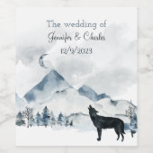 Foggy Mountain Waterverf Wedding Wijn Etiket (Enkel label)